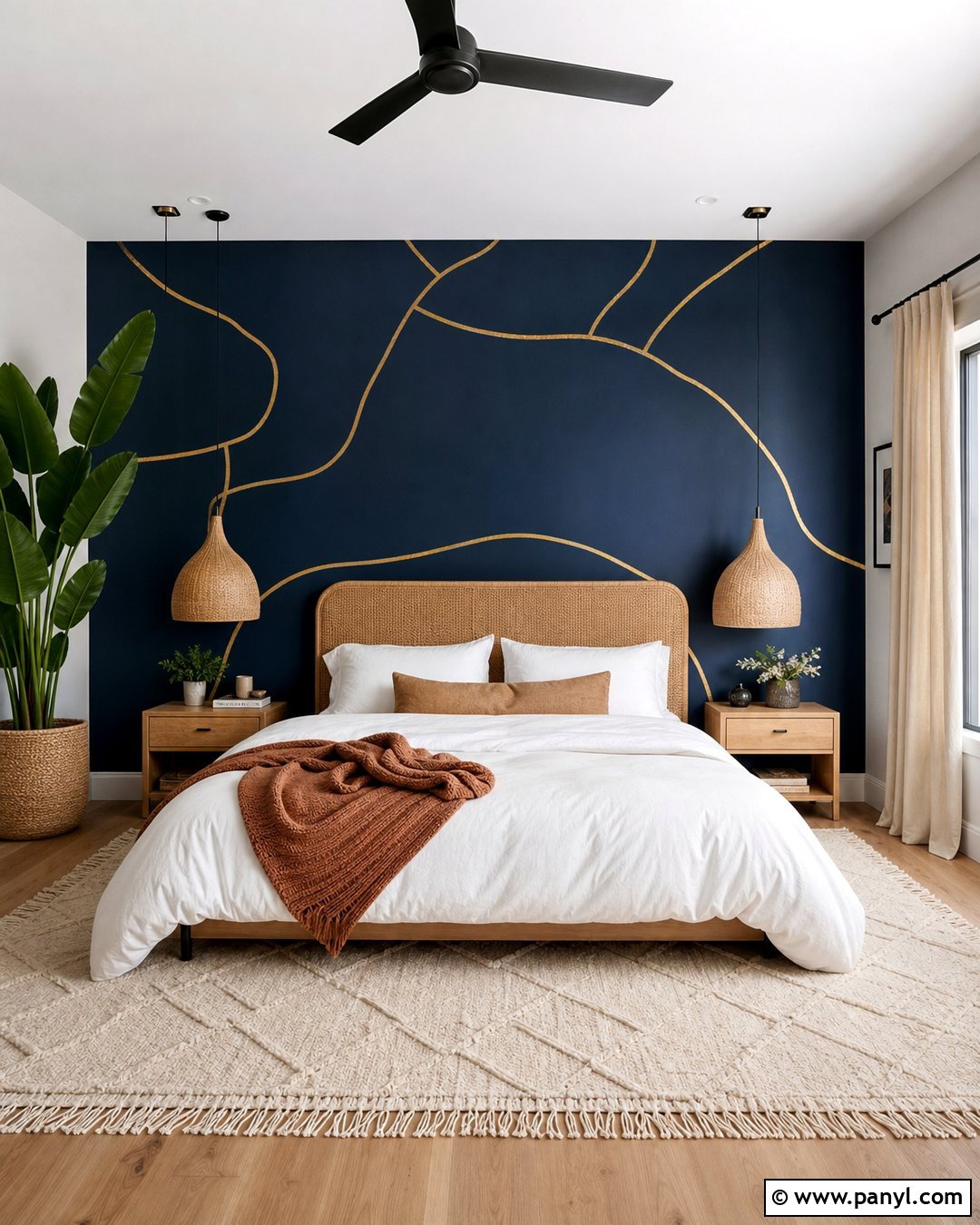 Navy Blue Wall With Gold Organic Lines - 20 Navy Blue Wall With Gold Lines