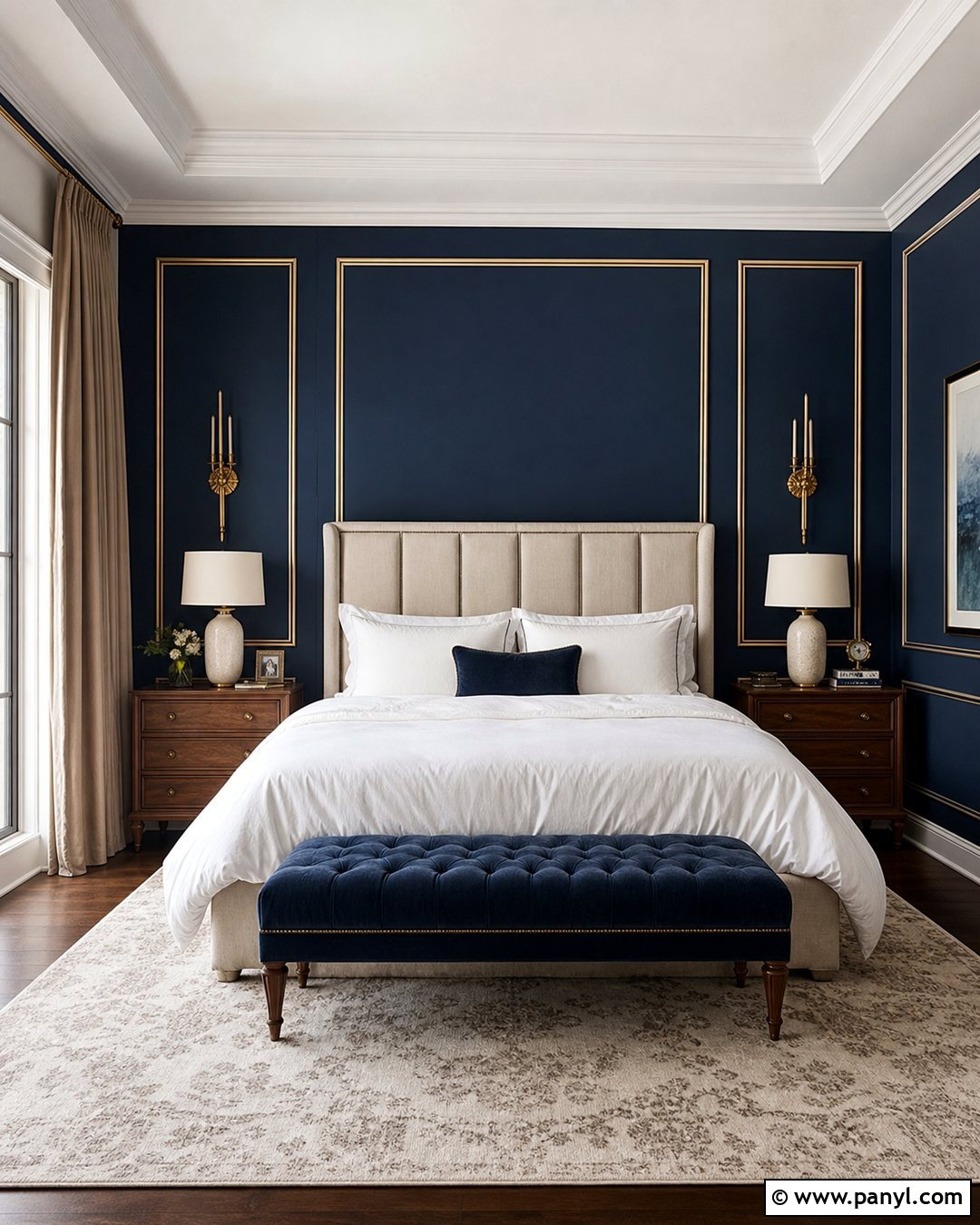 Navy Blue Wall With Gold Panel Lines - 20 Navy Blue Wall With Gold Lines