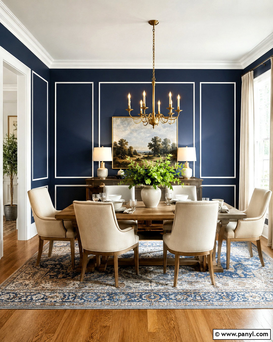 Navy Blue Wall With White Molding - 20 navy blue wall decor ideas