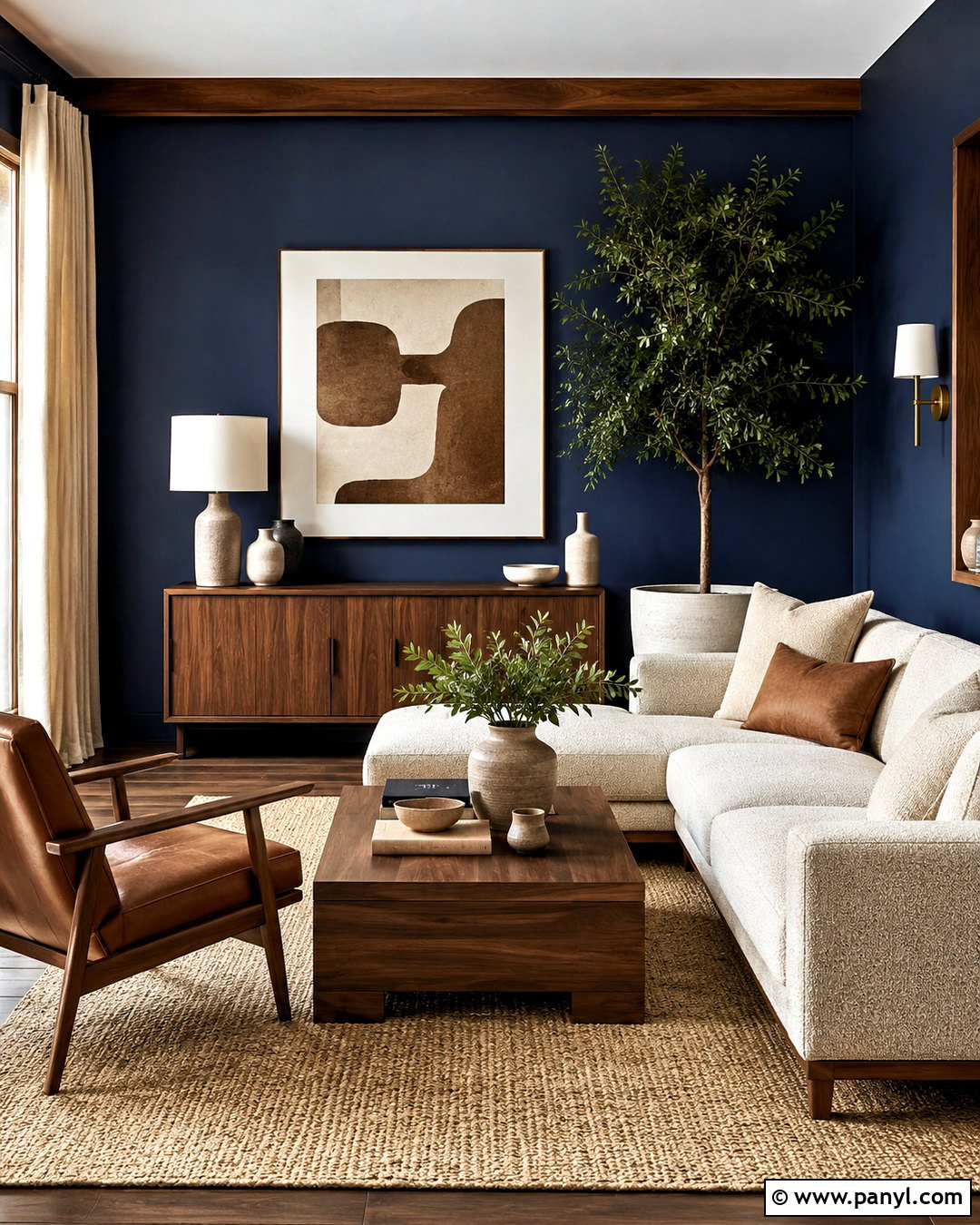 Navy Blue Wall With Wood Accents - 20 navy blue wall decor ideas