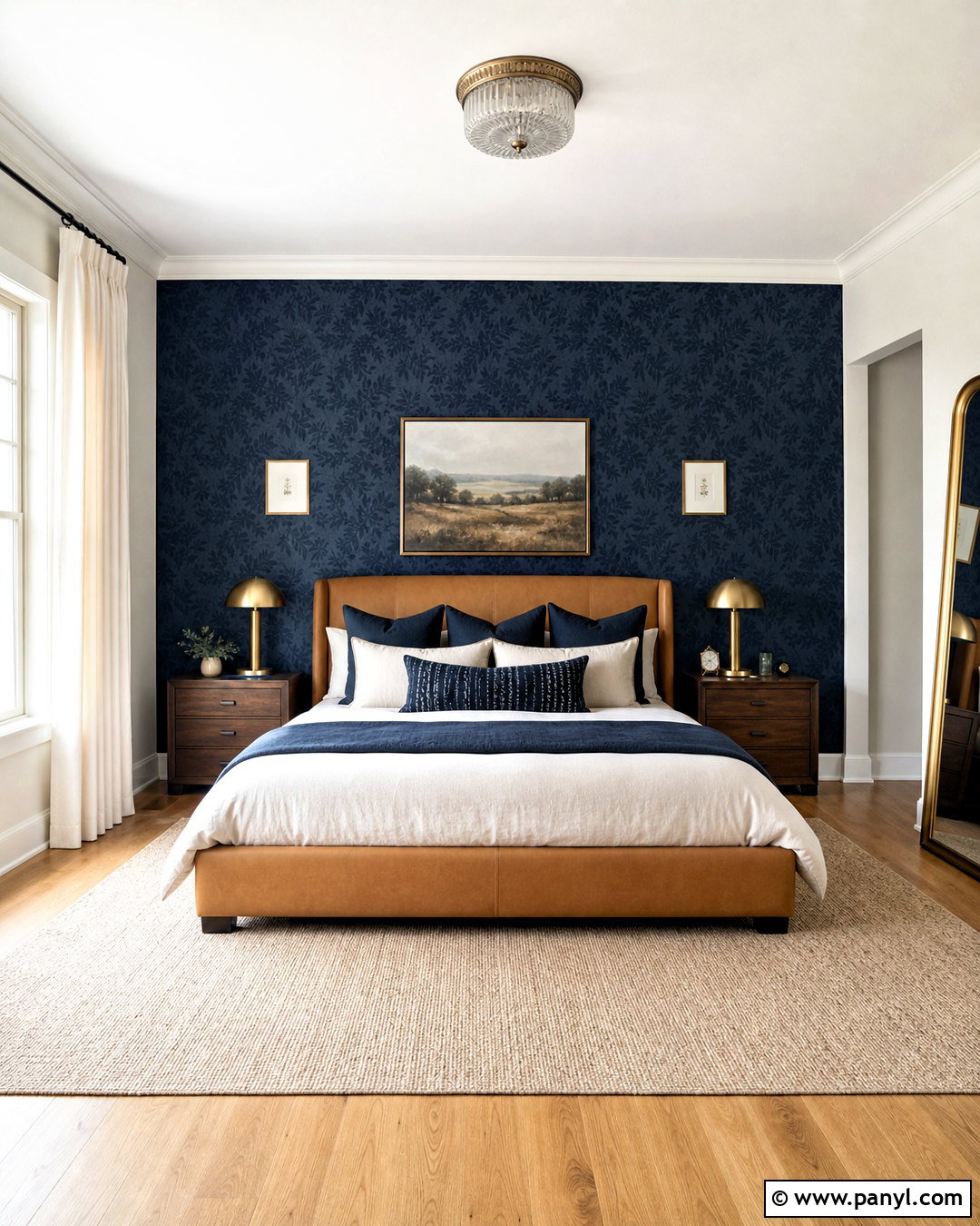 Navy Blue Wallpaper Feature Wall - 20 navy blue feature wall bedroom ideas