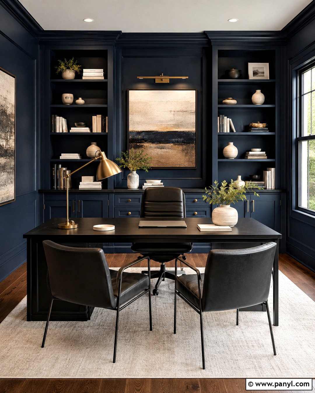 Navy Blue Walls With Black Accents - 20 Wall Colors That Go With Black Ideas