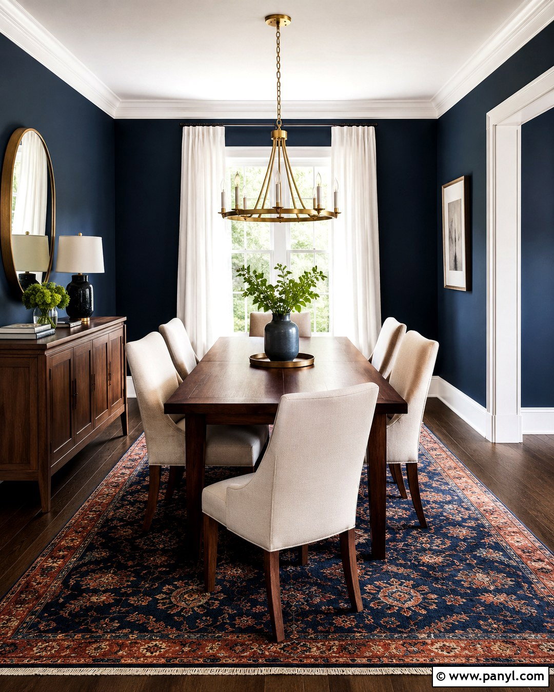 Navy Blue Walls With Bright White Baseboards - 20 Wall And Baseboard Color Combinations