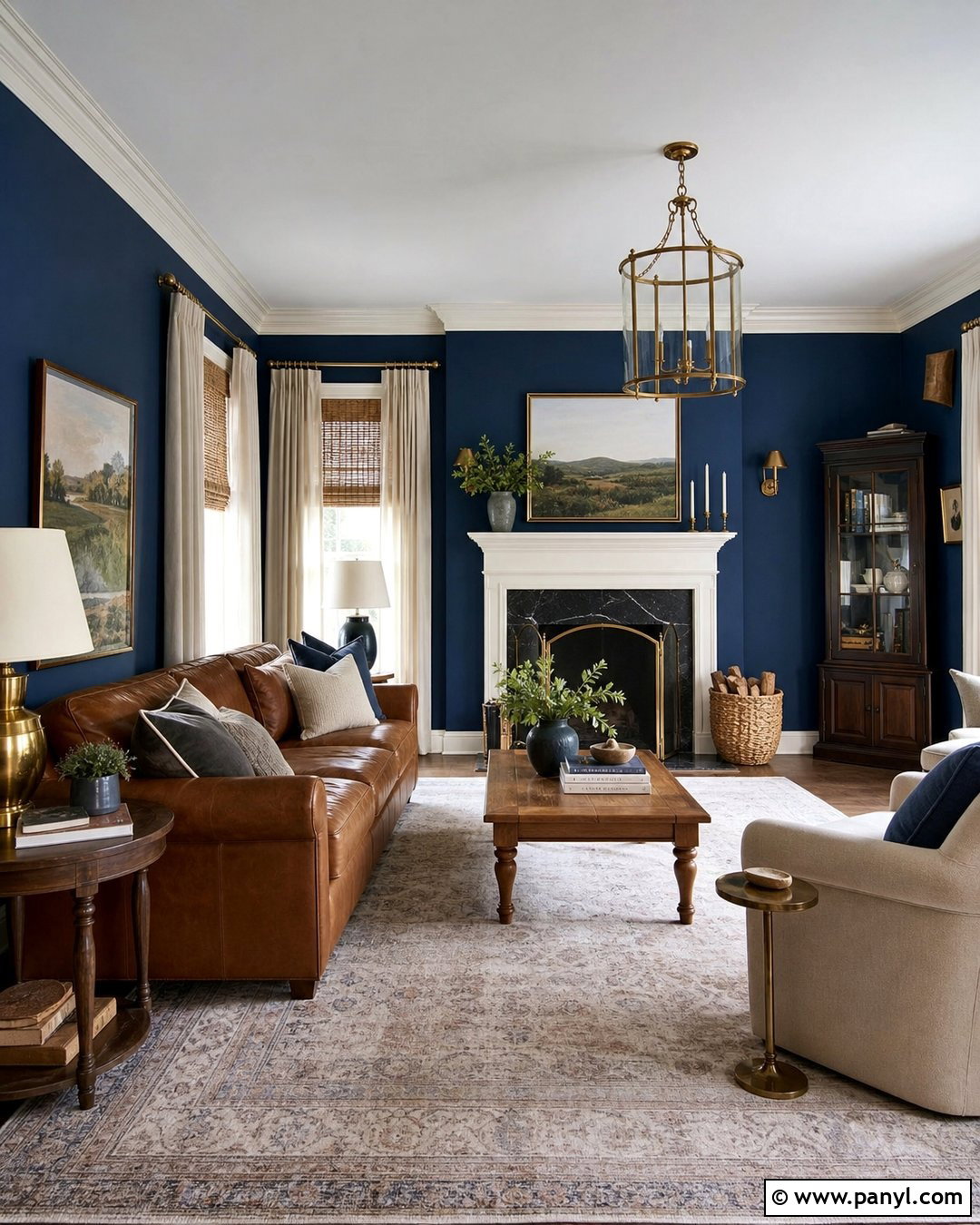 Navy Blue Walls With Brown Couch - 20 Best Wall Color For Brown Couch Ideas