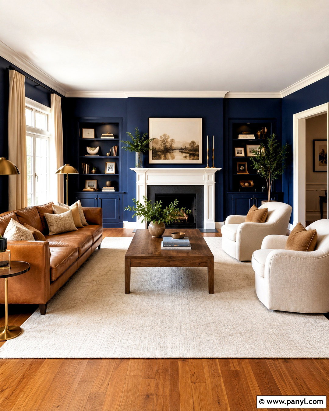 Navy Blue Walls With Brown Sofa - 20 Wall Color For Brown Sofa Ideas