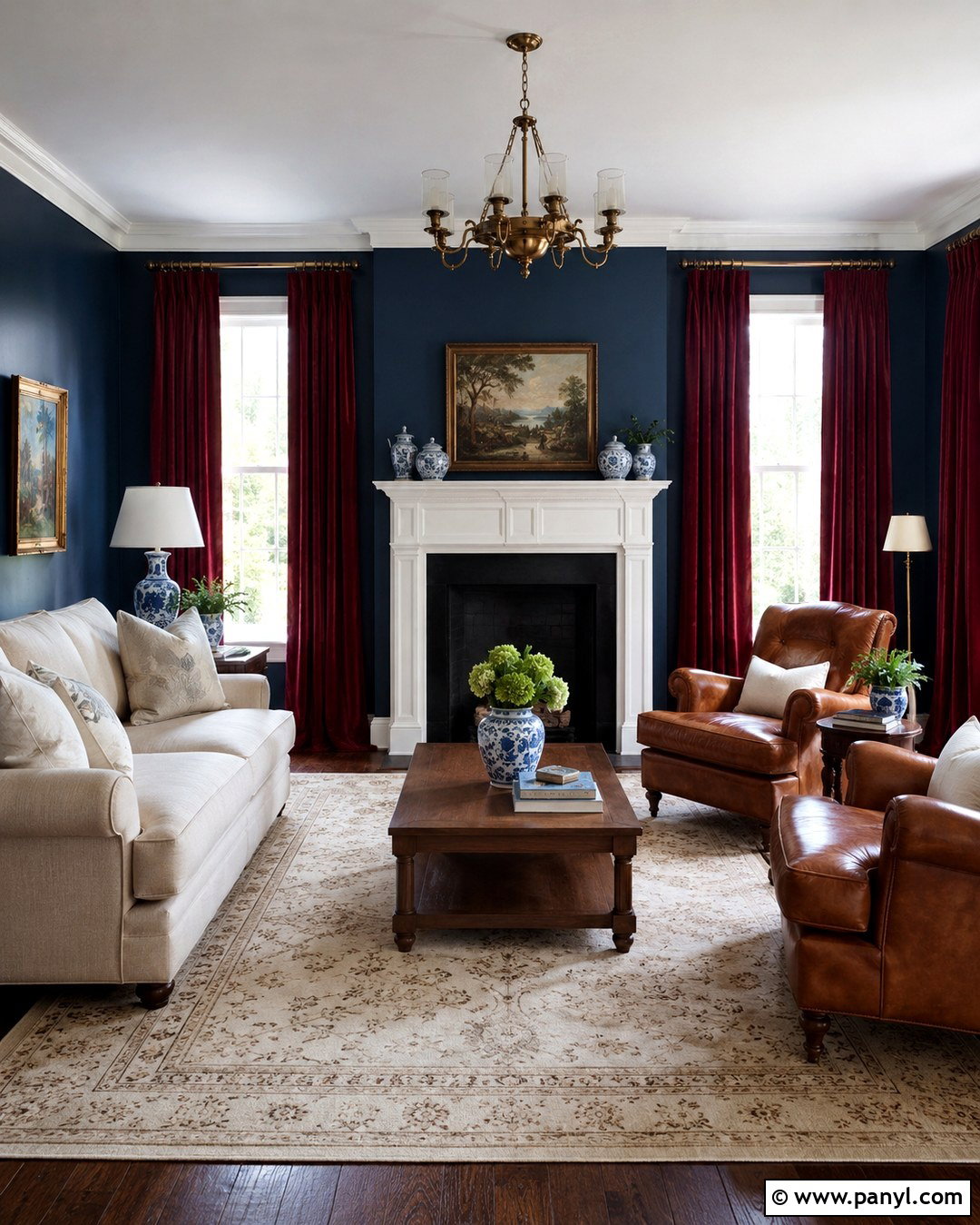 Navy Blue Walls With Burgundy Curtains - 20 Blue Walls Red Curtains