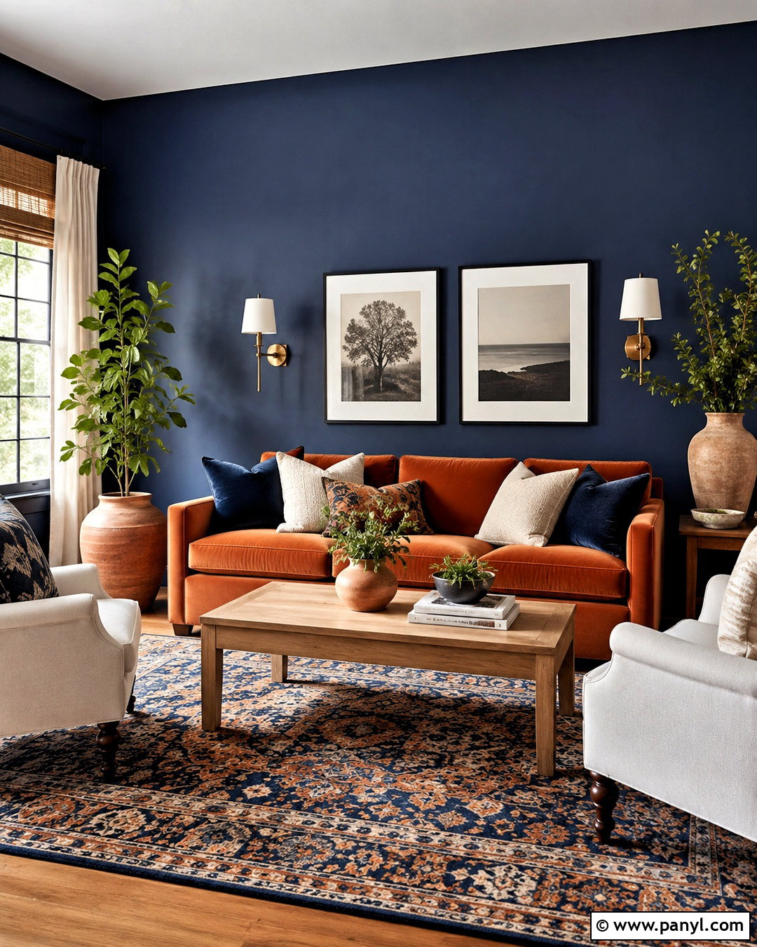 Navy Blue Walls With Burnt Orange Furniture - 40 navy blue walls