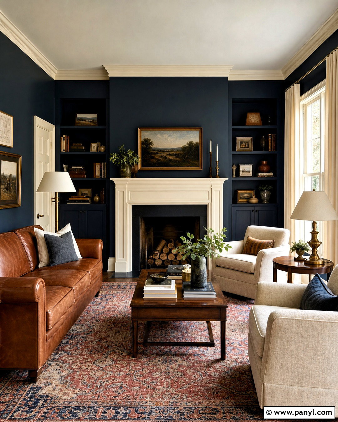 Navy Blue Walls With Cream Trim - 20 wall and trim colors ideas