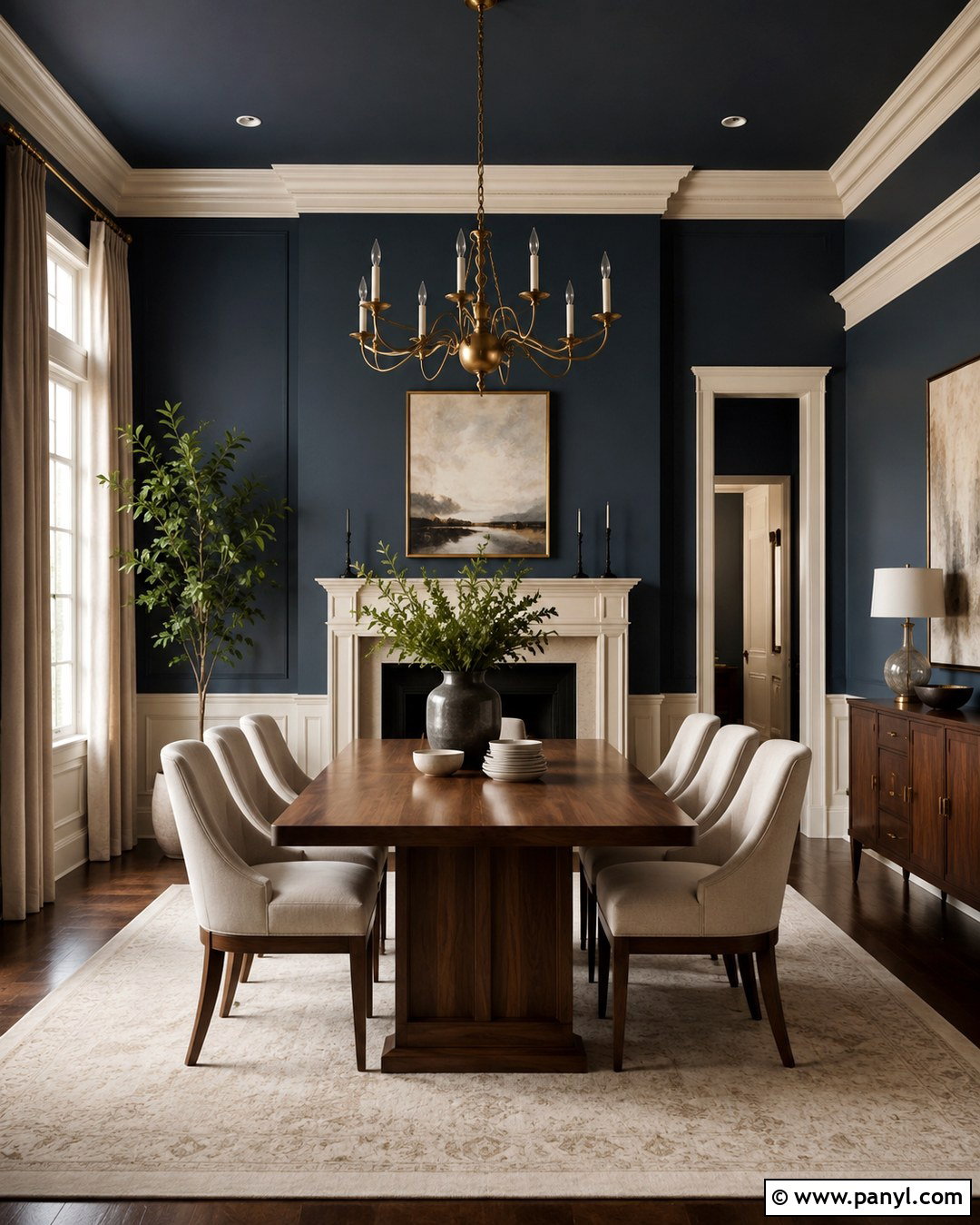 Navy Blue Walls With Cream Trim - 20 Cream Trim Wall Color Ideas