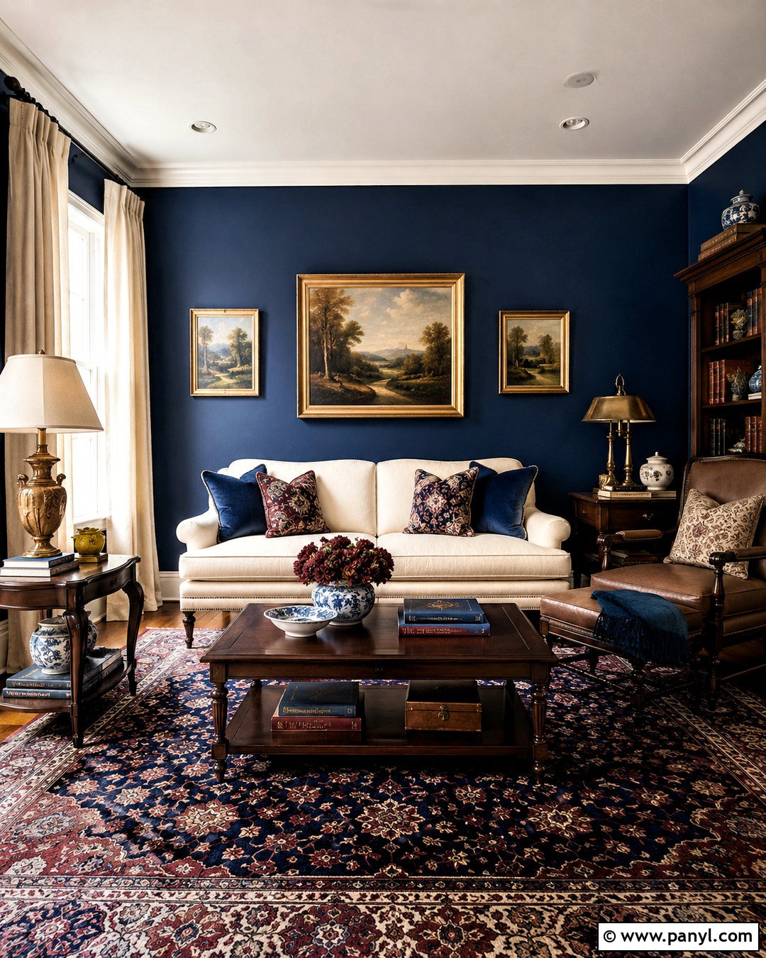 Navy Blue Walls With Dark Wood Furniture - 20 navy blue walls living room ideas