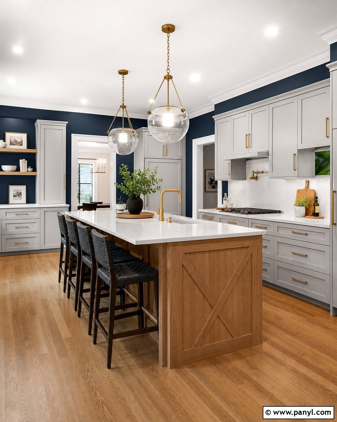Navy Blue Walls With Grey Kitchen Cabinets - 30 Grey Kitchen Cabinets Wall Color Ideas