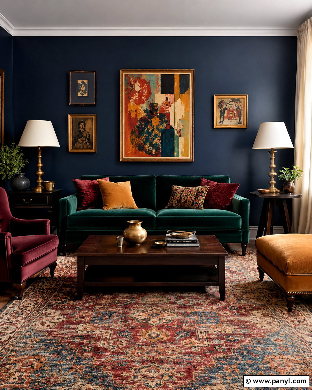 Navy Blue Walls With Jewel Tone Furniture - 20 navy blue walls living room ideas