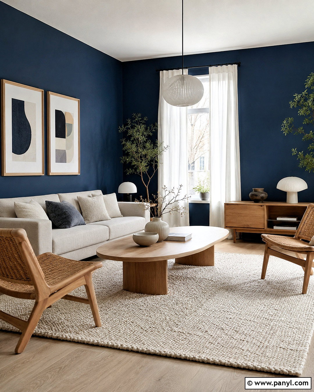Navy Blue Walls With Light Oak Furniture - 20 navy blue walls living room ideas