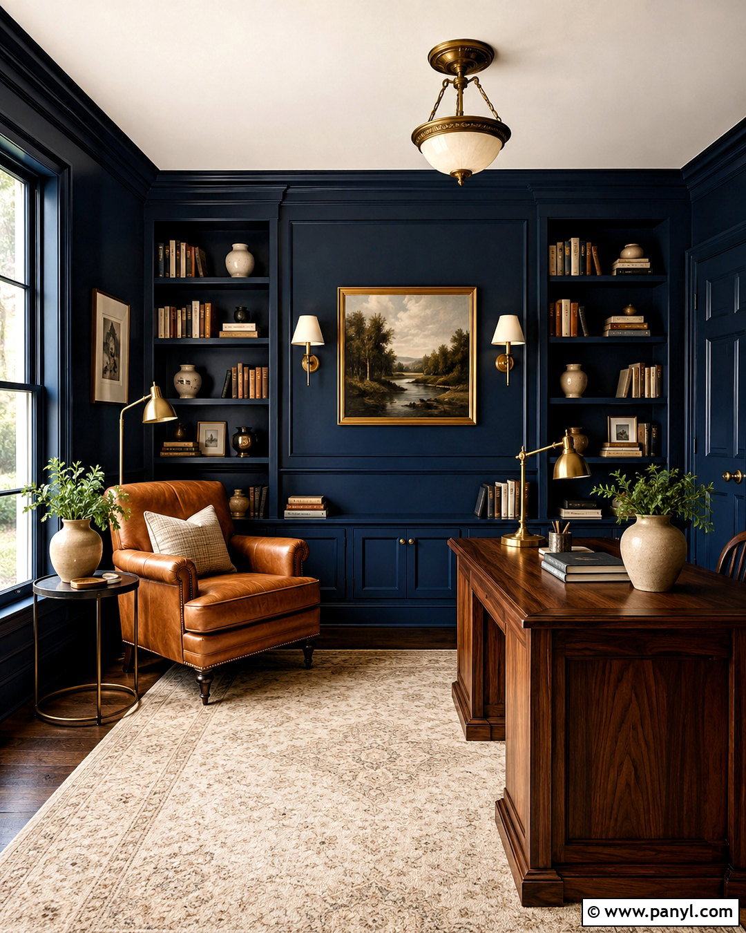 Navy Blue Walls With Navy Painted Trim - 40 navy blue walls