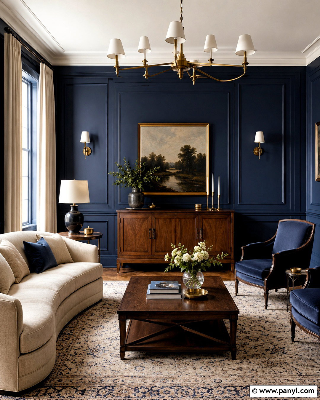 Navy Blue Walls With Picture Frame Molding - 40 navy blue walls