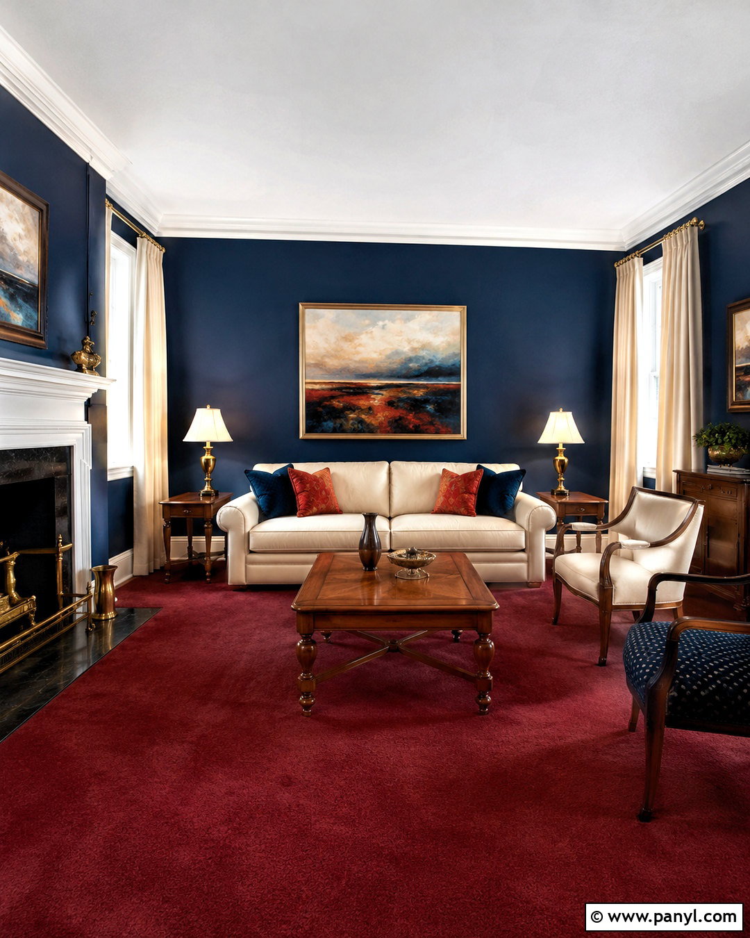 Navy Blue Walls With Red Carpet - 20 What Color Walls Go With Red Carpet Ideas