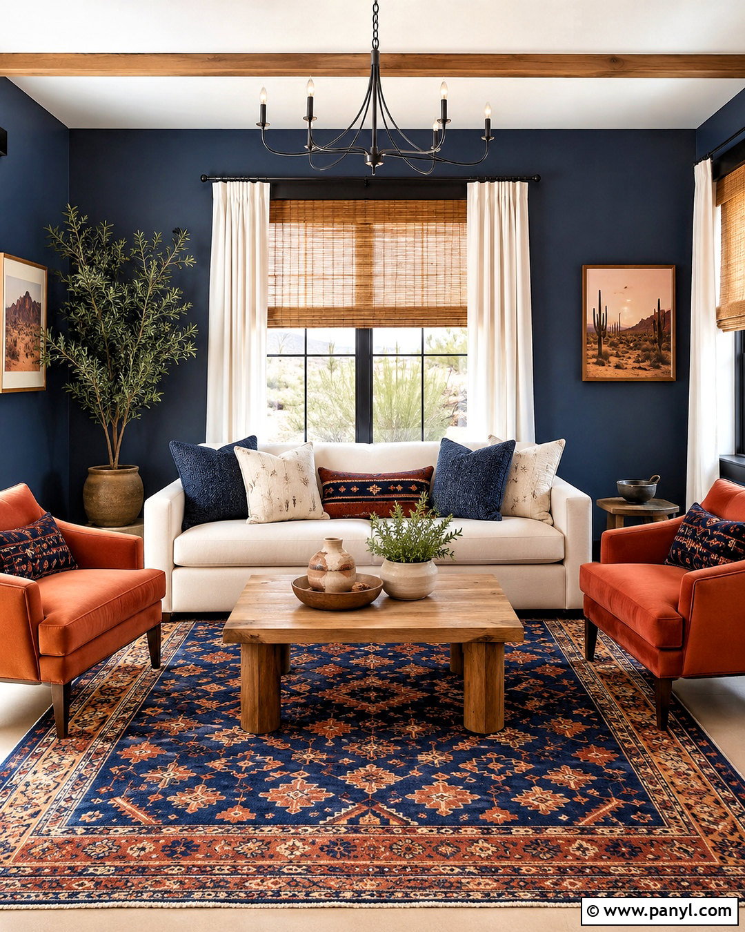 Navy Blue Walls With Terracotta Decor - 20 navy blue walls living room ideas