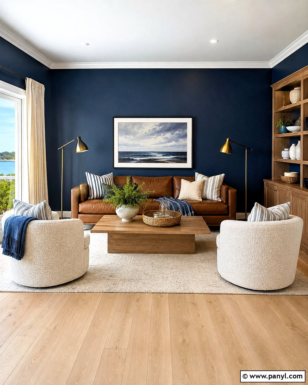 Navy Blue Walls With White Oak Floors - 20 Wood Floor Wall Color Ideas