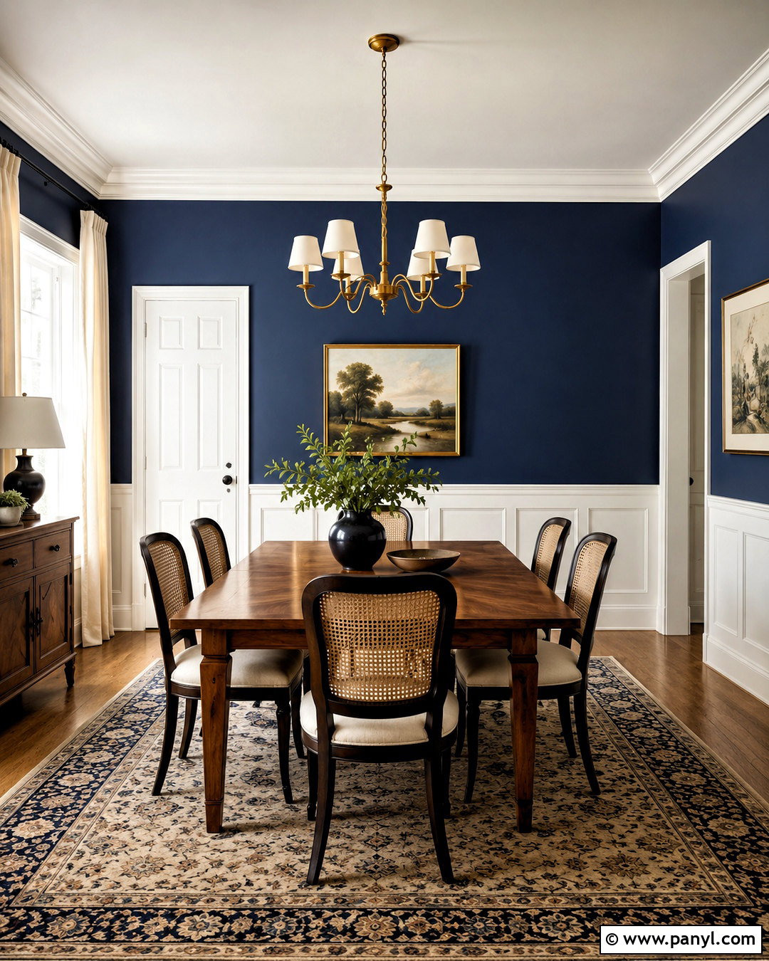 Navy Blue Walls With White Paneling - 40 navy blue walls