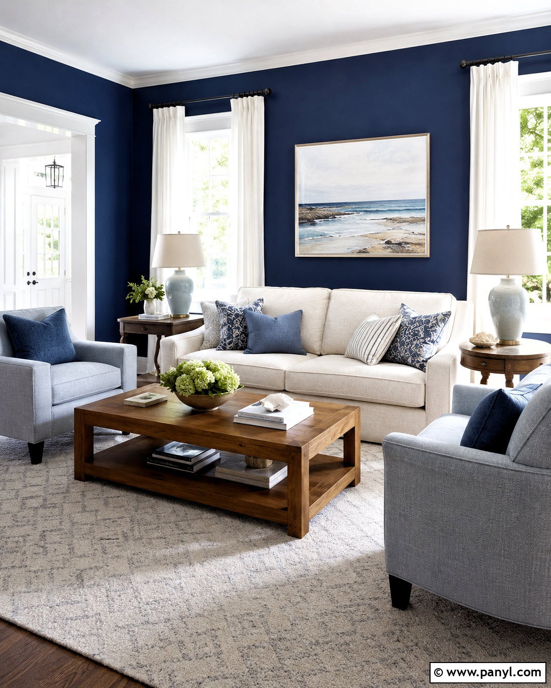 Navy Blue Walls With White Trim - 20 navy blue walls living room ideas
