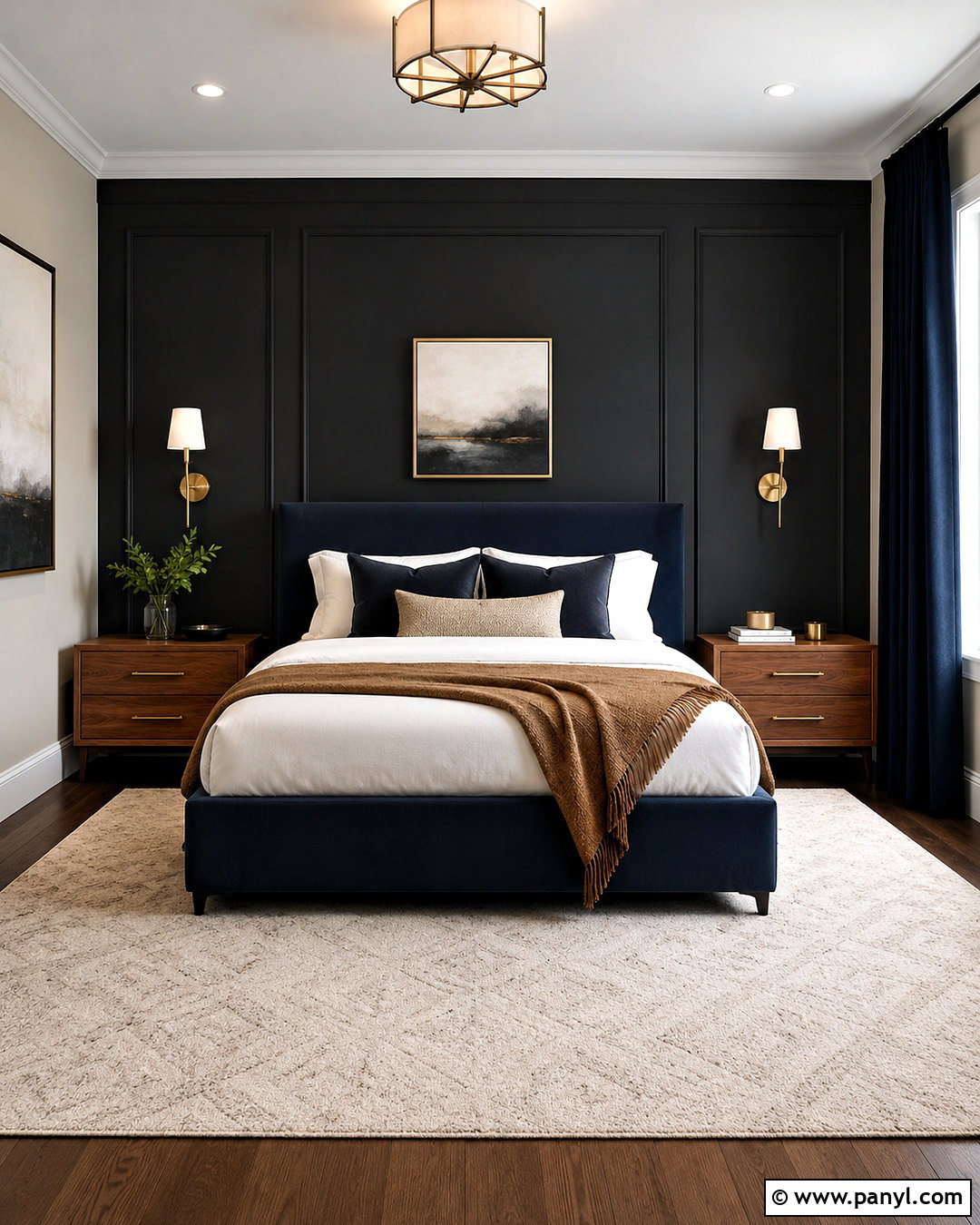 Navy Blue With A Black Accent Wall - 20 What Colors Go With A Black Accent Wall Ideas