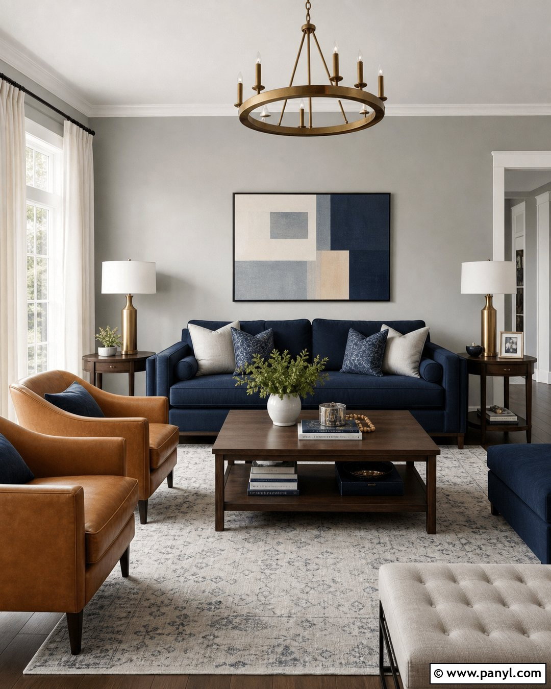 Navy Blue With Gray Walls - 35 Accent Colors With Gray Walls