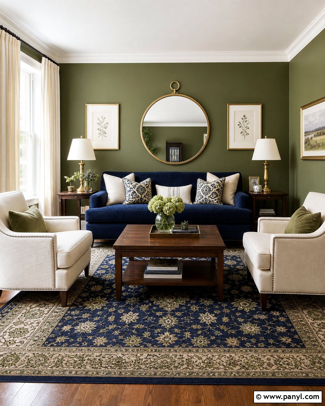 Navy Blue With Olive Green Walls - 20 Colors That Go With Olive Green Walls
