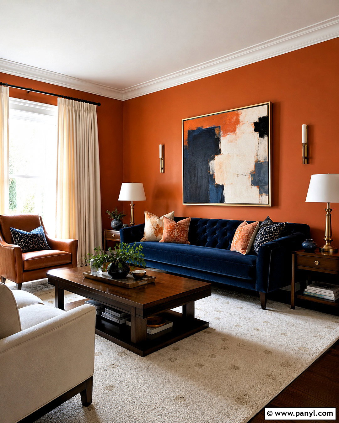 Navy Blue With Orange Walls - 20 What Colors Go With Orange Walls