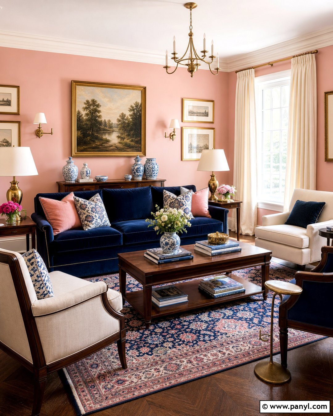 Navy Blue With Pink Walls - 20 Colours That Go With Pink Walls