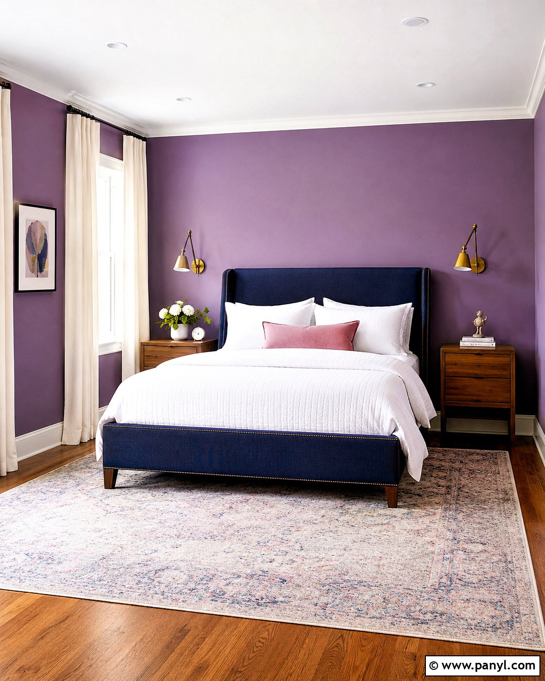 Navy Blue With Purple Walls - 20 colors that go with purple walls