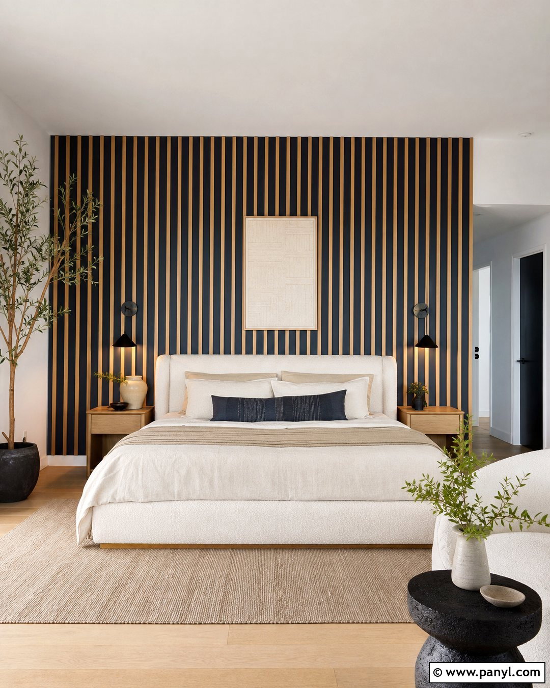 Navy Blue Wood Slat Accent Wall - 25 Accent Wall Navy Blue Ideas
