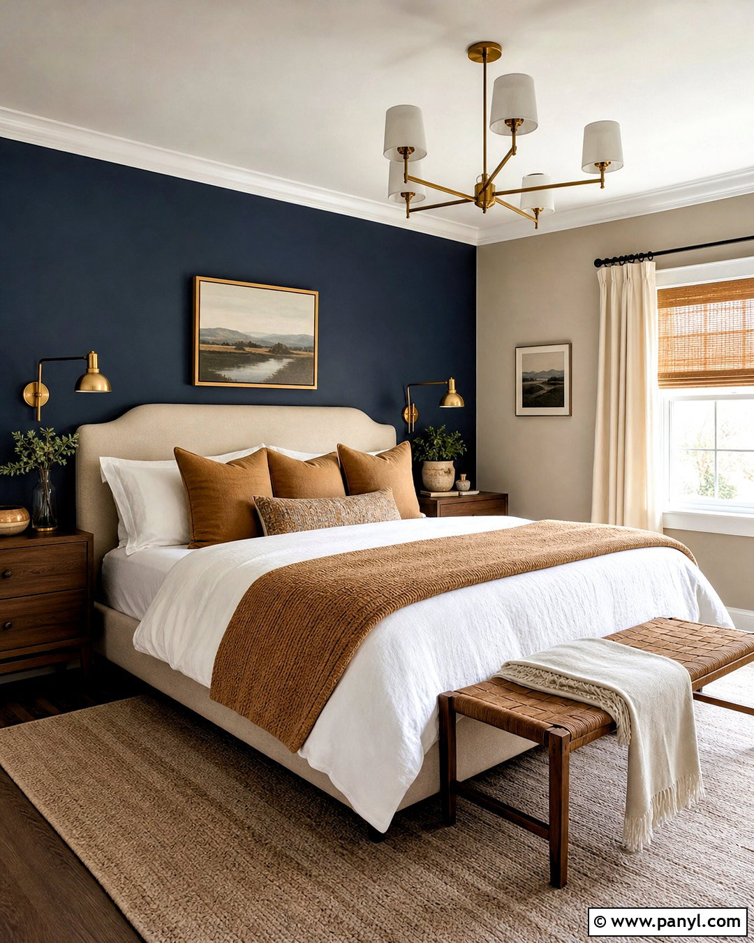Navy Blue and Soft Beige Walls - 20 wall color combination ideas