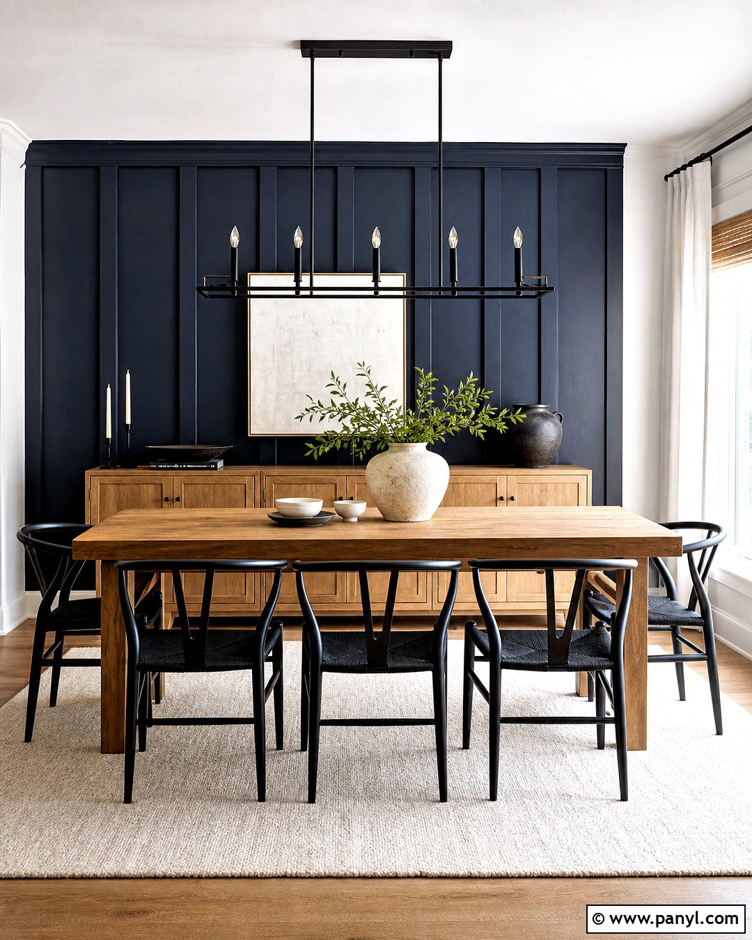 Navy Board And Batten Accent Wall - 20 modern farmhouse accent wall ideas