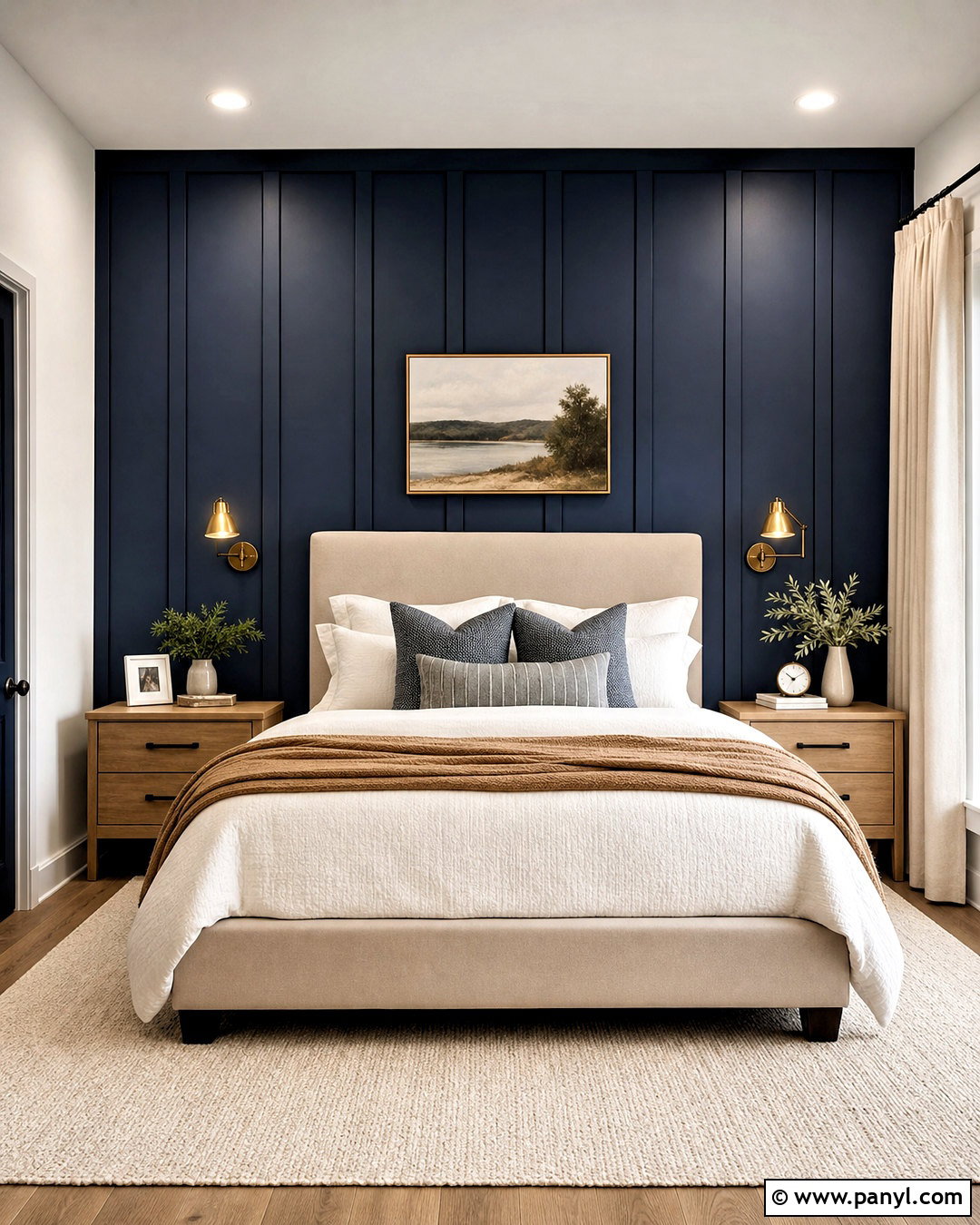 Navy Board And Batten Accent Wall Bedroom - 20 navy accent wall bedroom ideas