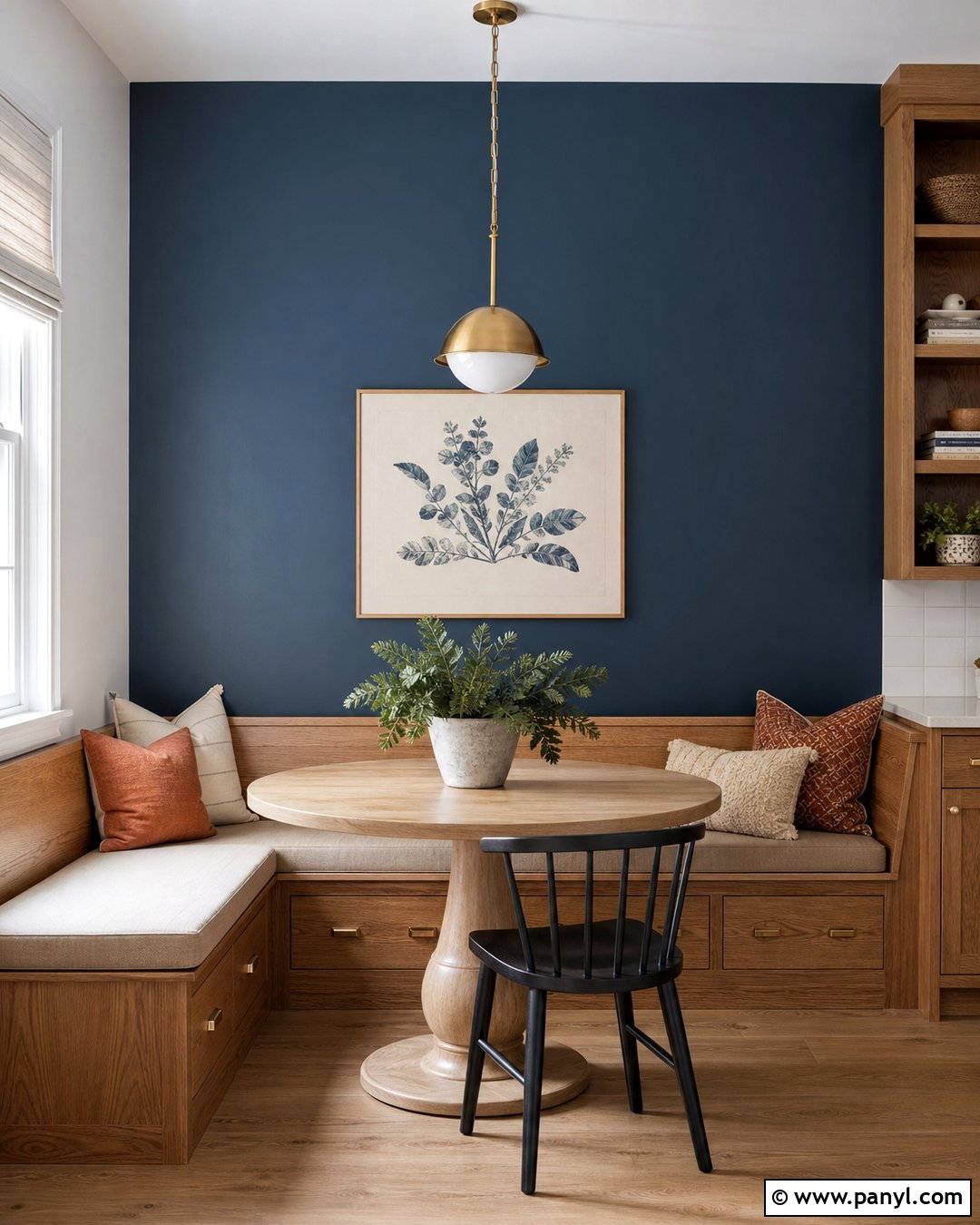Navy Breakfast Nook Accent Wall - 35 Navy Accent Wall Ideas