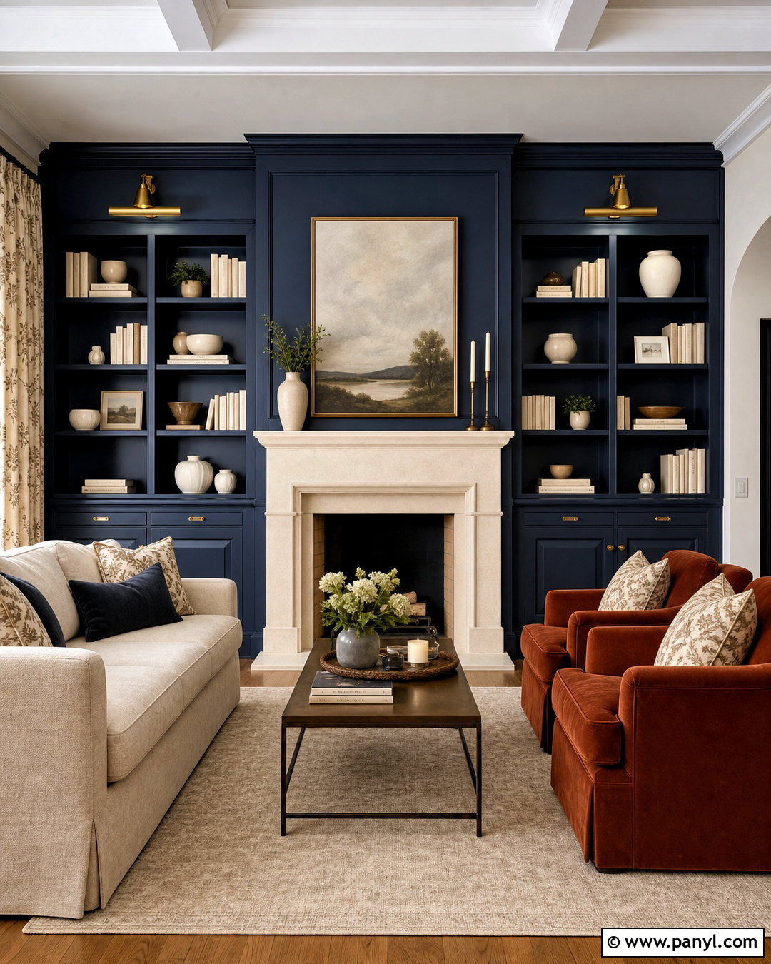 Navy Built-In Fireplace Side Walls - 20 fireplace side wall ideas