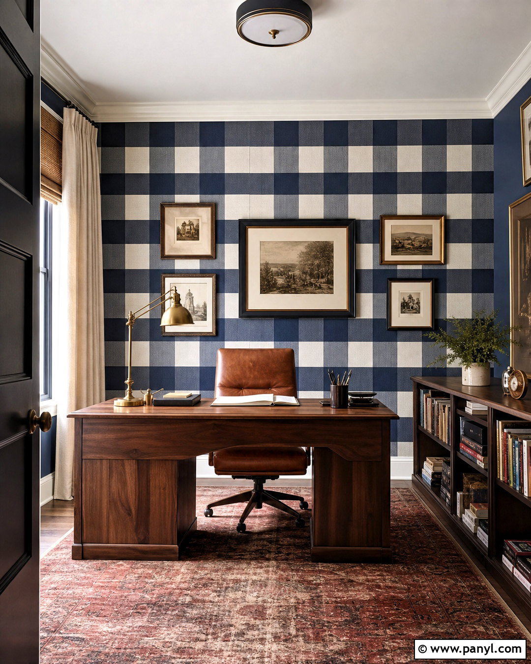 Navy Checkered Accent Wall - 20 checkered accent wall ideas