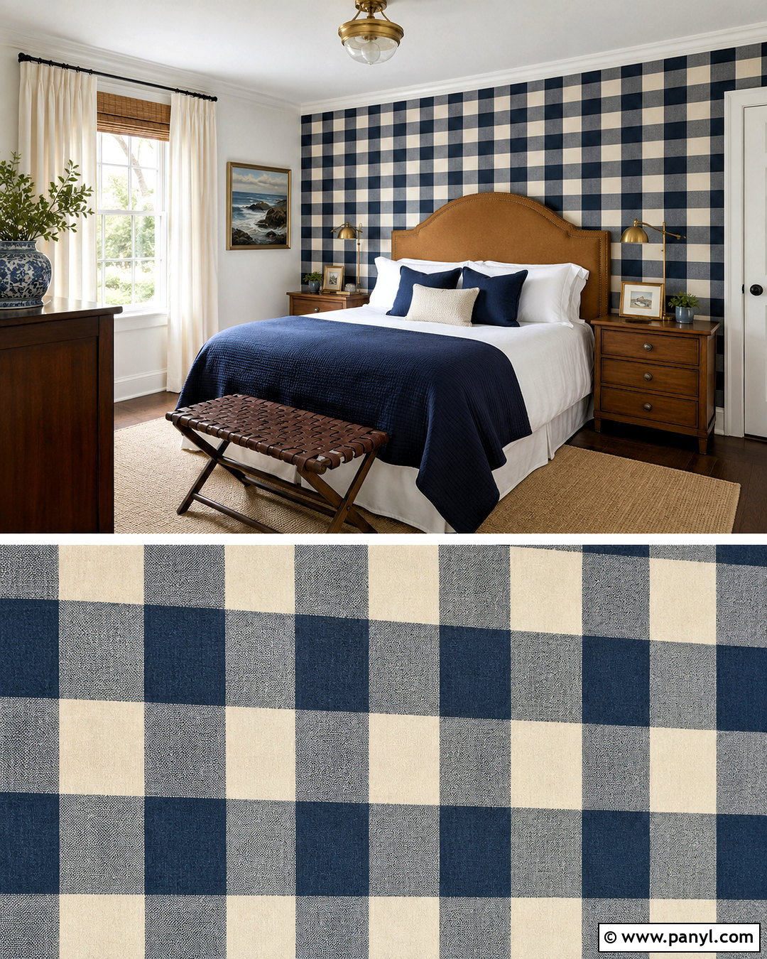Navy Checkered Wallpaper Guest Bedroom - 20 cute checkered wallpaper ideas