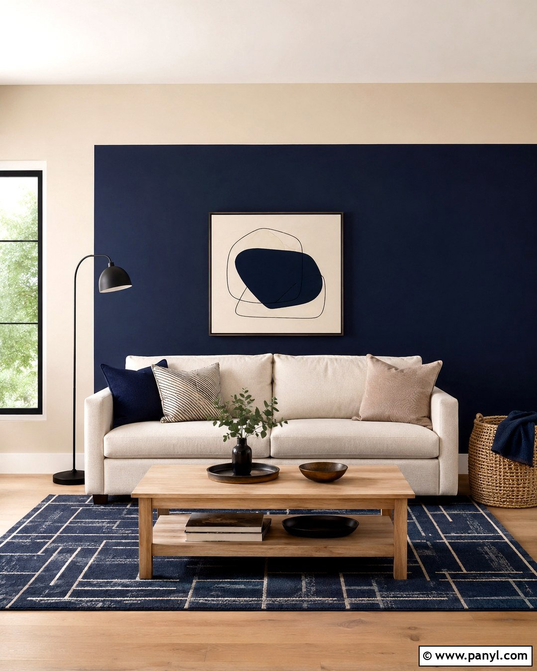 Navy Color Block Walls With Cream Furniture - 20 Navy And Cream Walls