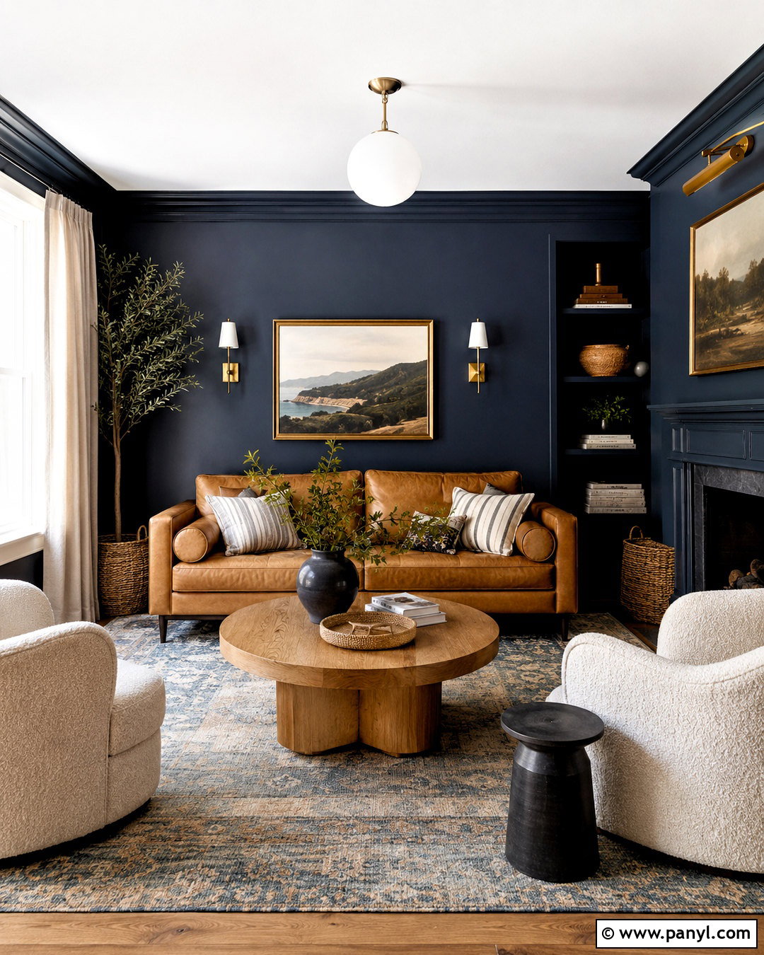 Navy Dark Wall Living Room - 20 dark wall living room ideas