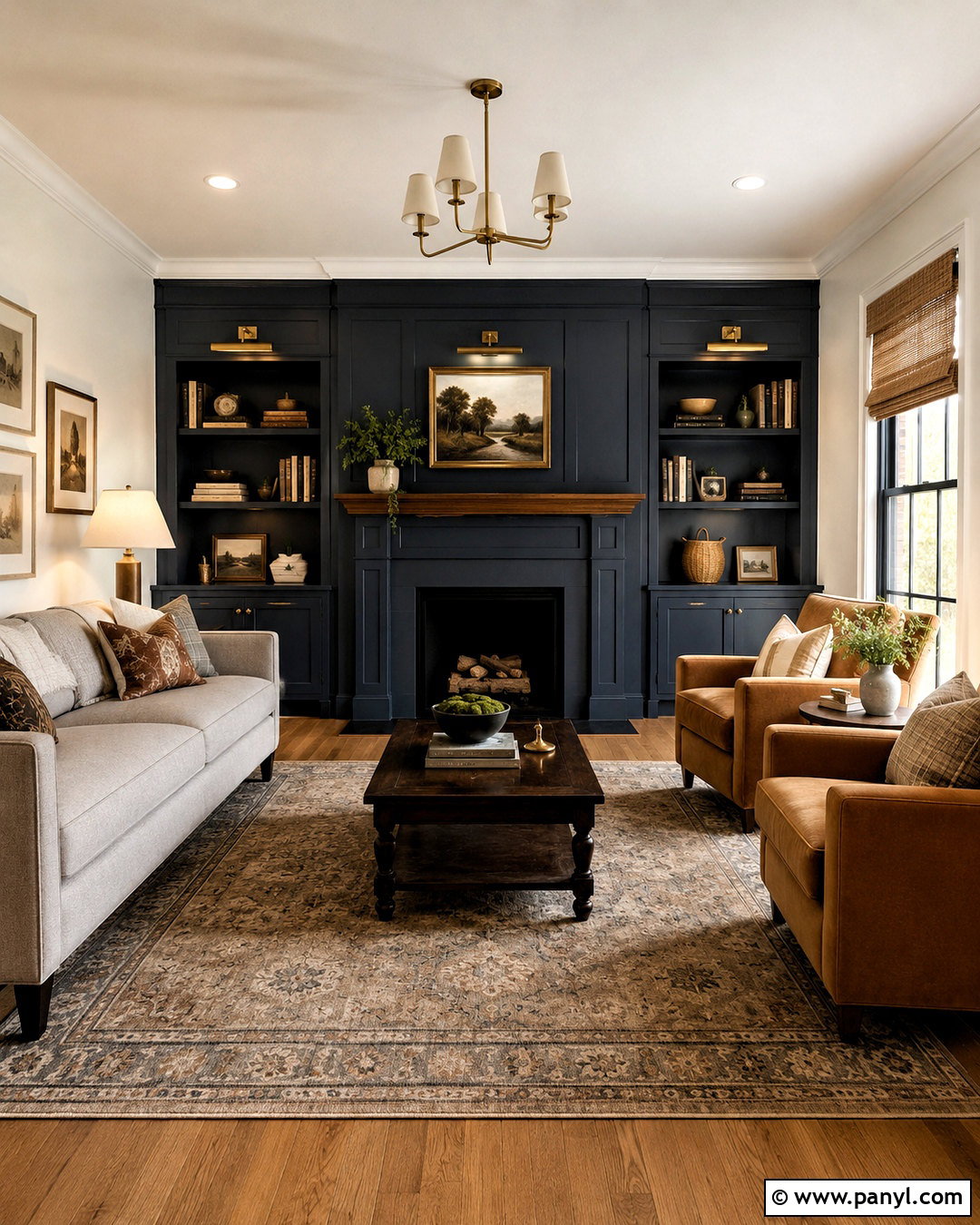 Navy Dark Walls Accent Living Room - 40 dark walls