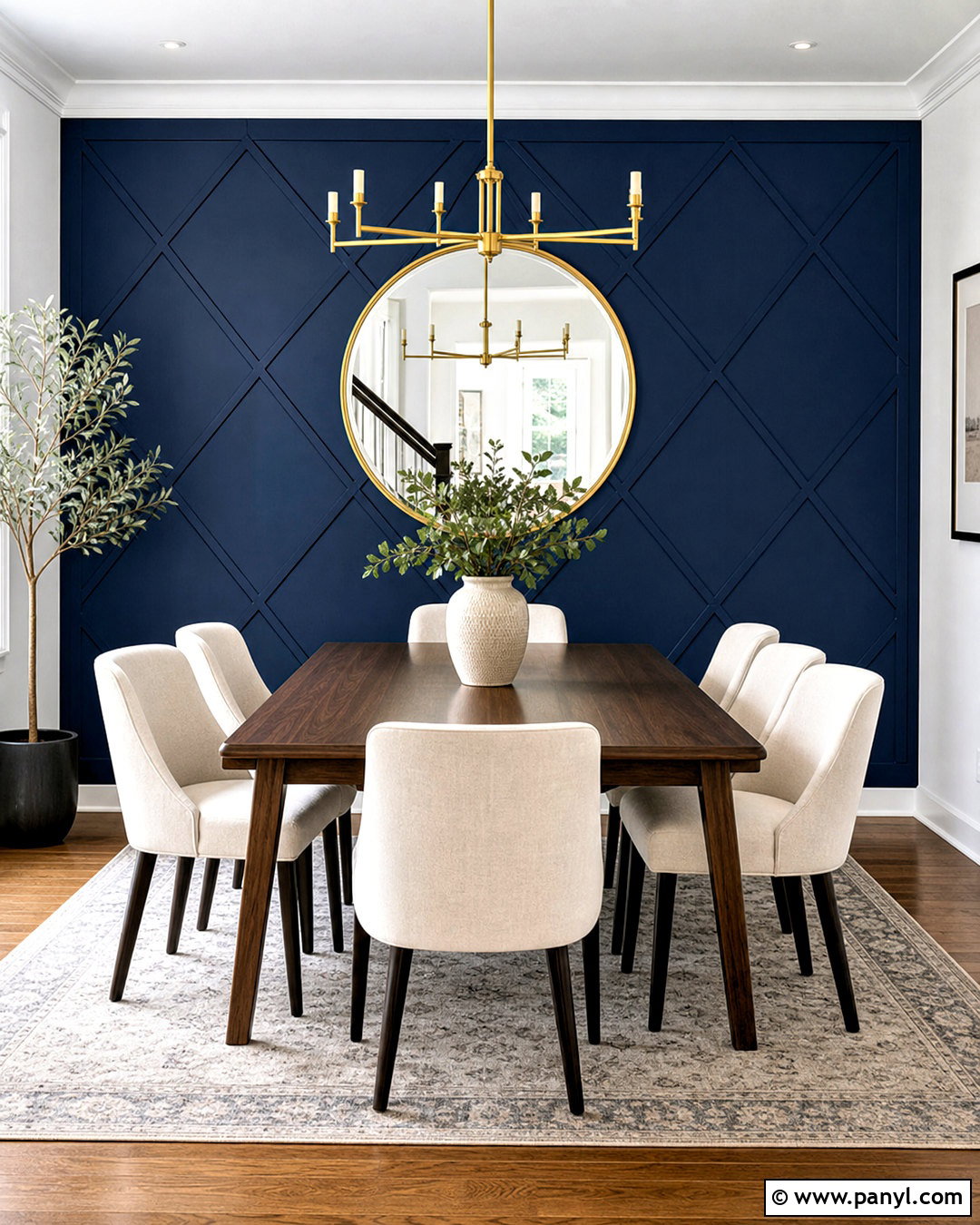 Navy Diamond Geometric Accent Wall - 20 geometric accent wall ideas