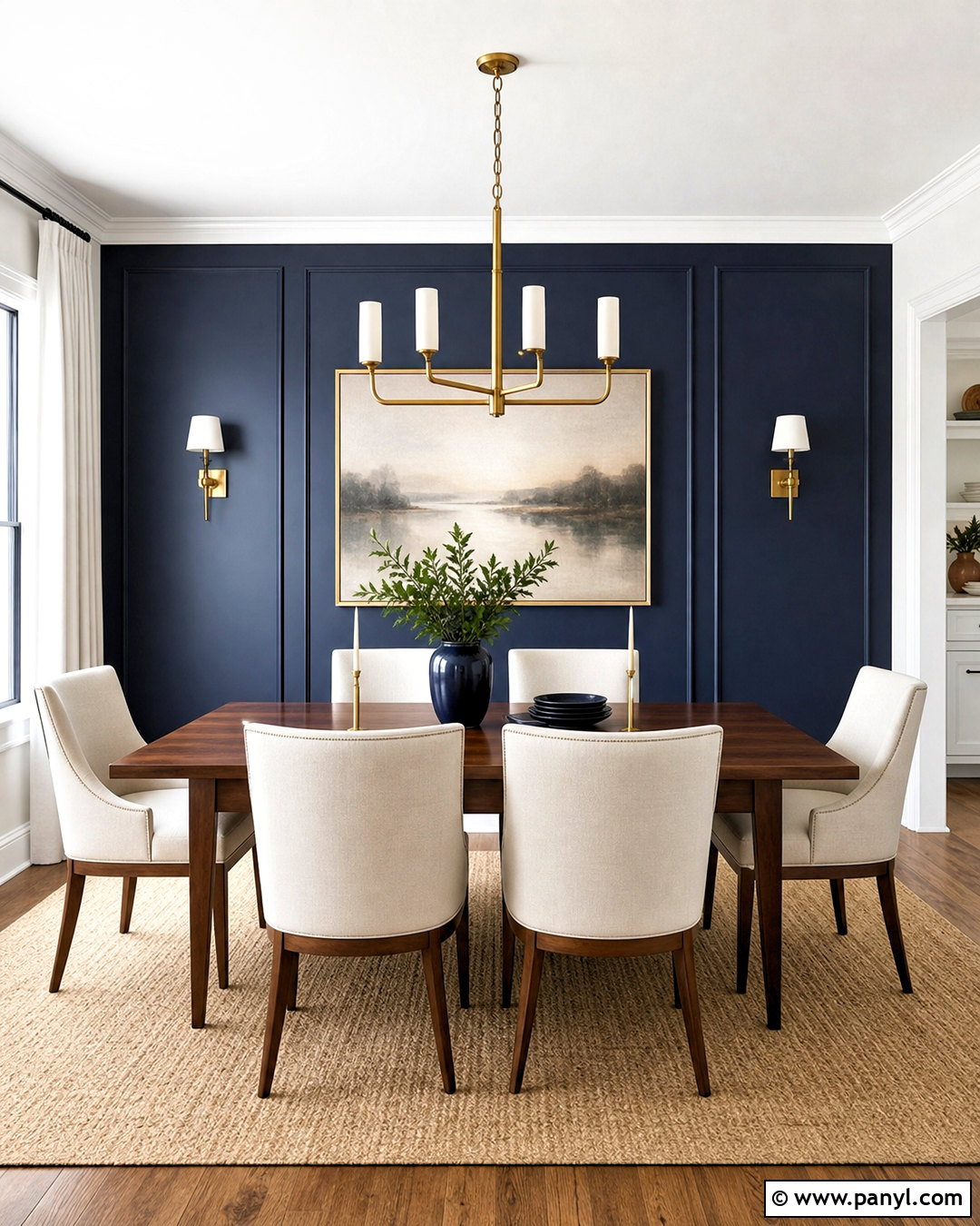 Navy Dining Room Feature Wall - 20 dark feature wall ideas