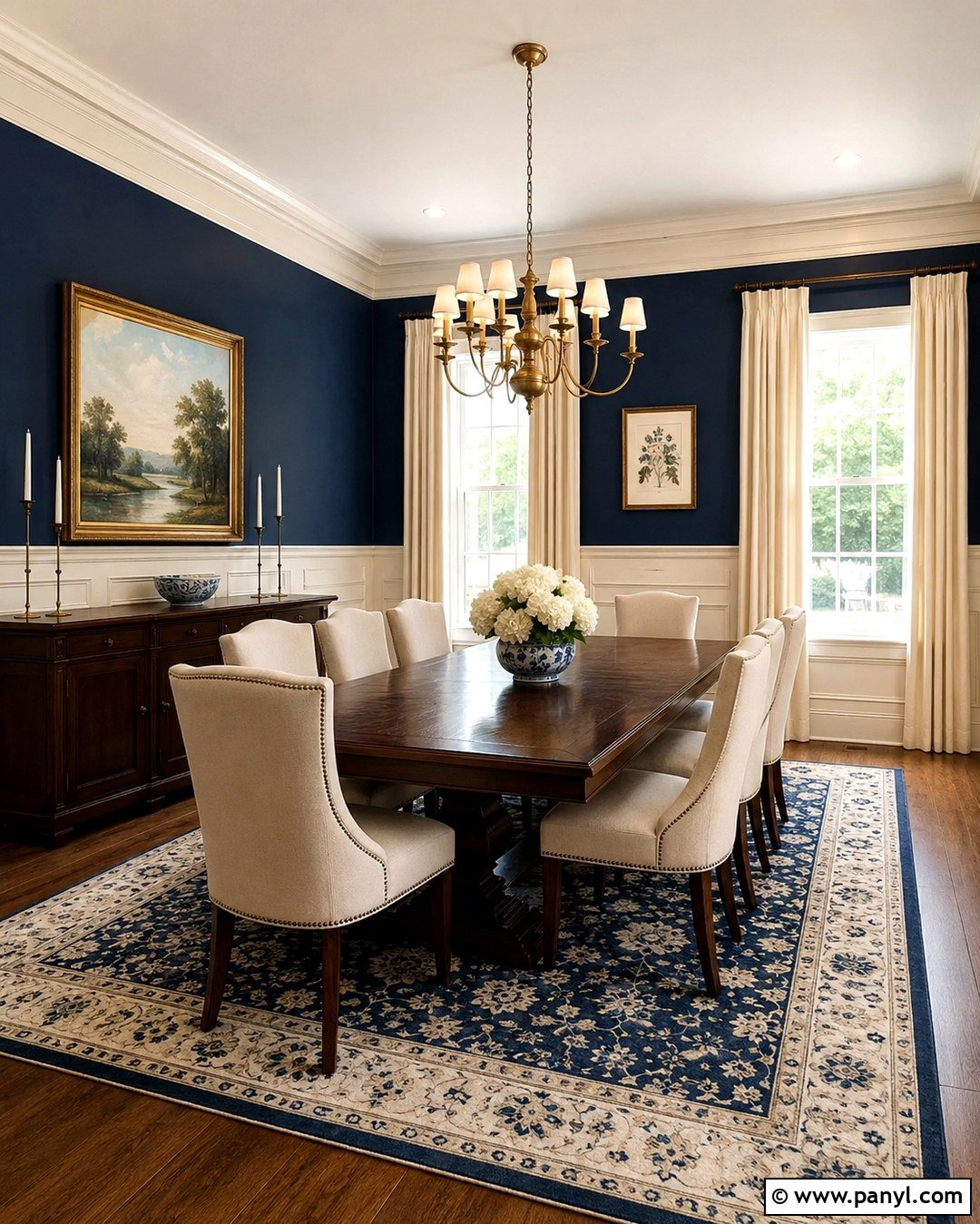 Navy Dining Room Walls With Cream Wainscoting - 20 Navy And Cream Walls