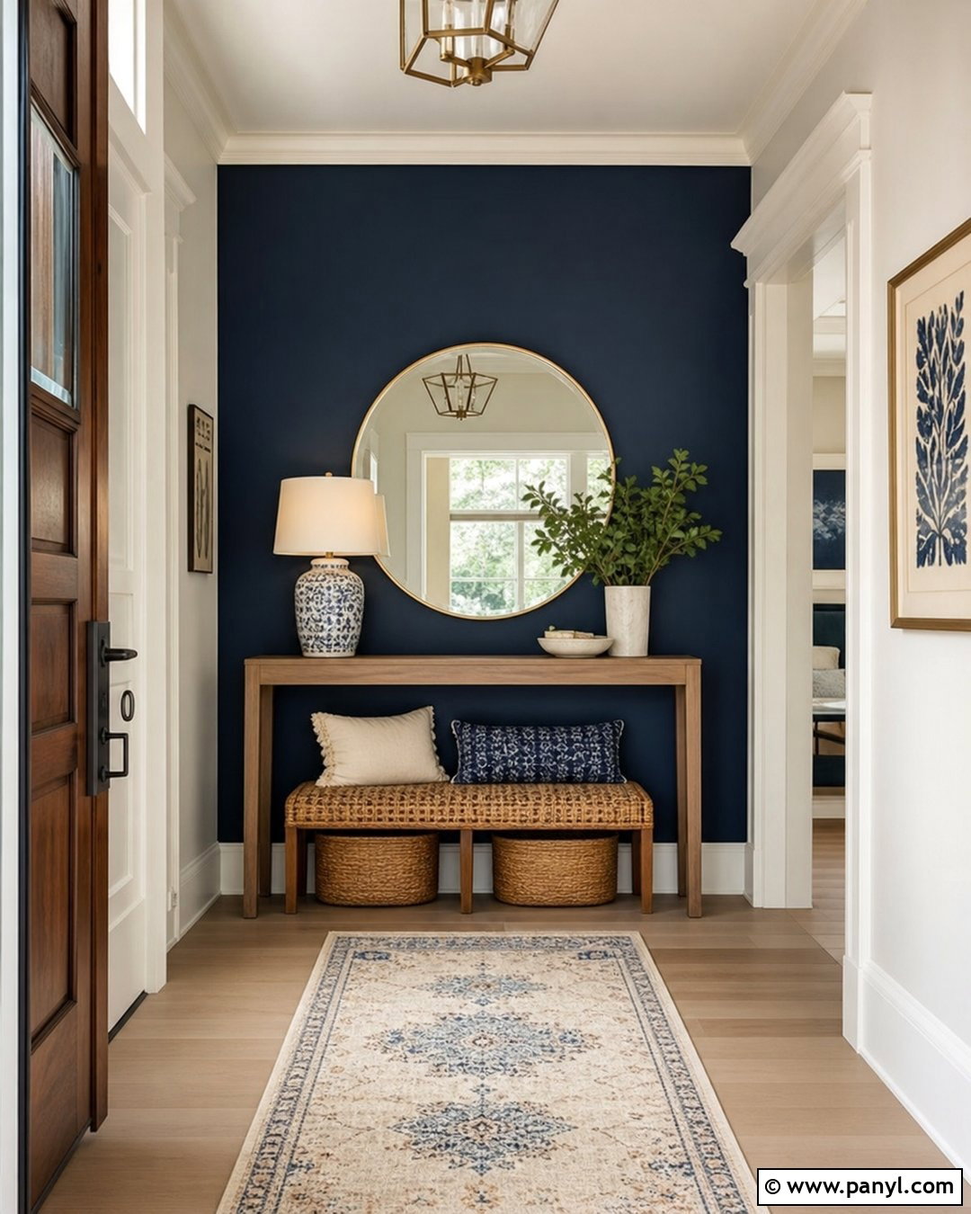 Navy Entryway Accent Wall - 35 Navy Accent Wall Ideas