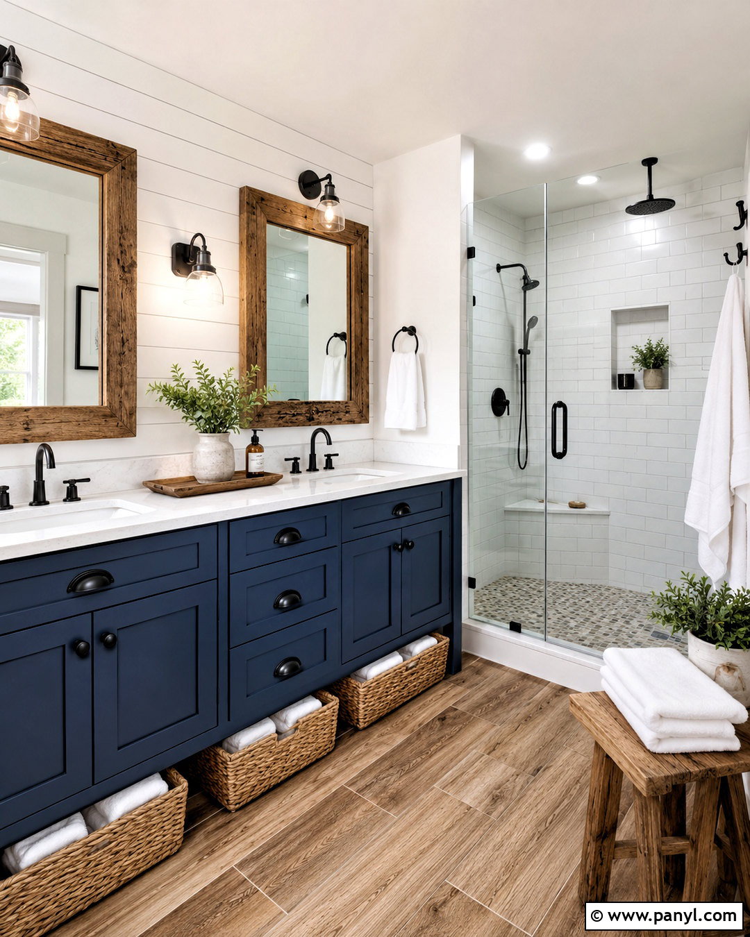Navy Farmhouse Bathroom - 20 navy bathroom ideas