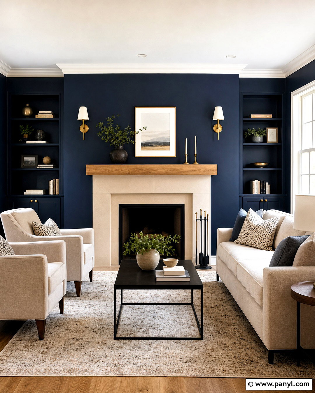 Navy Fireplace Accent Wall - 20 navy accent wall living room ideas