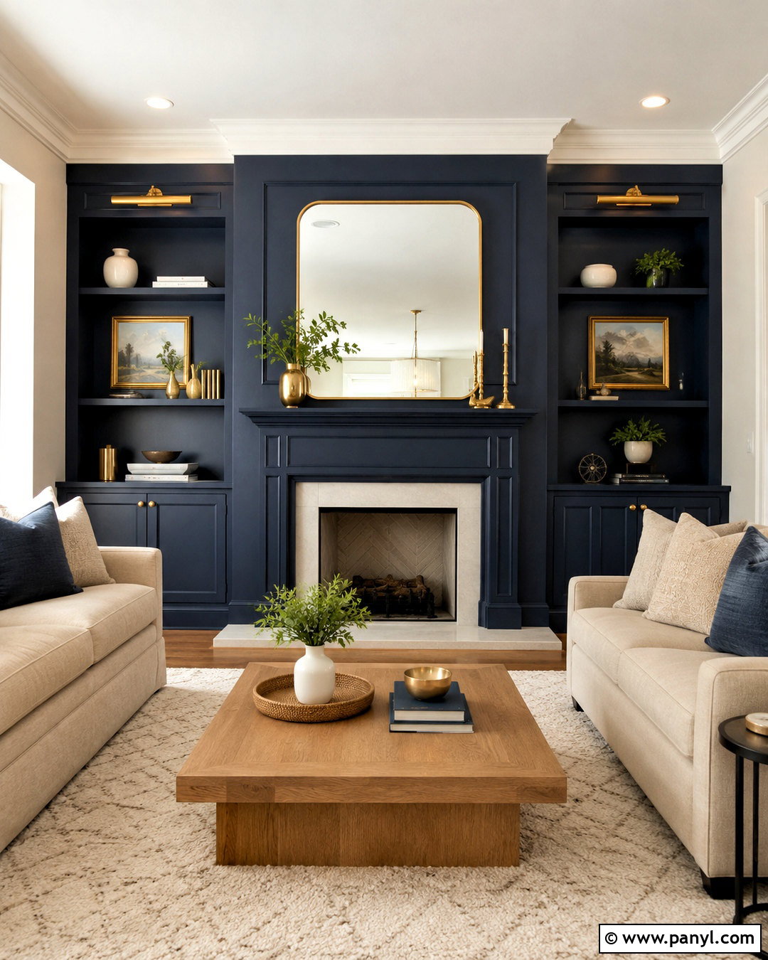 Navy Fireplace Feature Wall - 20 navy feature wall living room ideas
