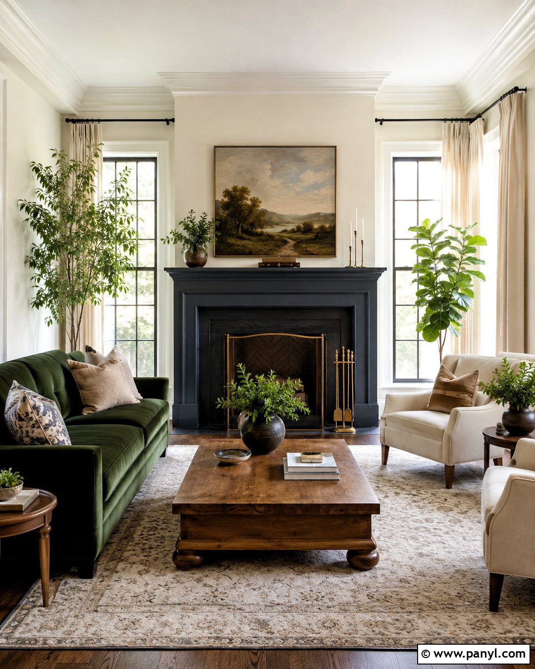 Navy Fireplace With Green Seating - 20 navy blue and green living room ideas