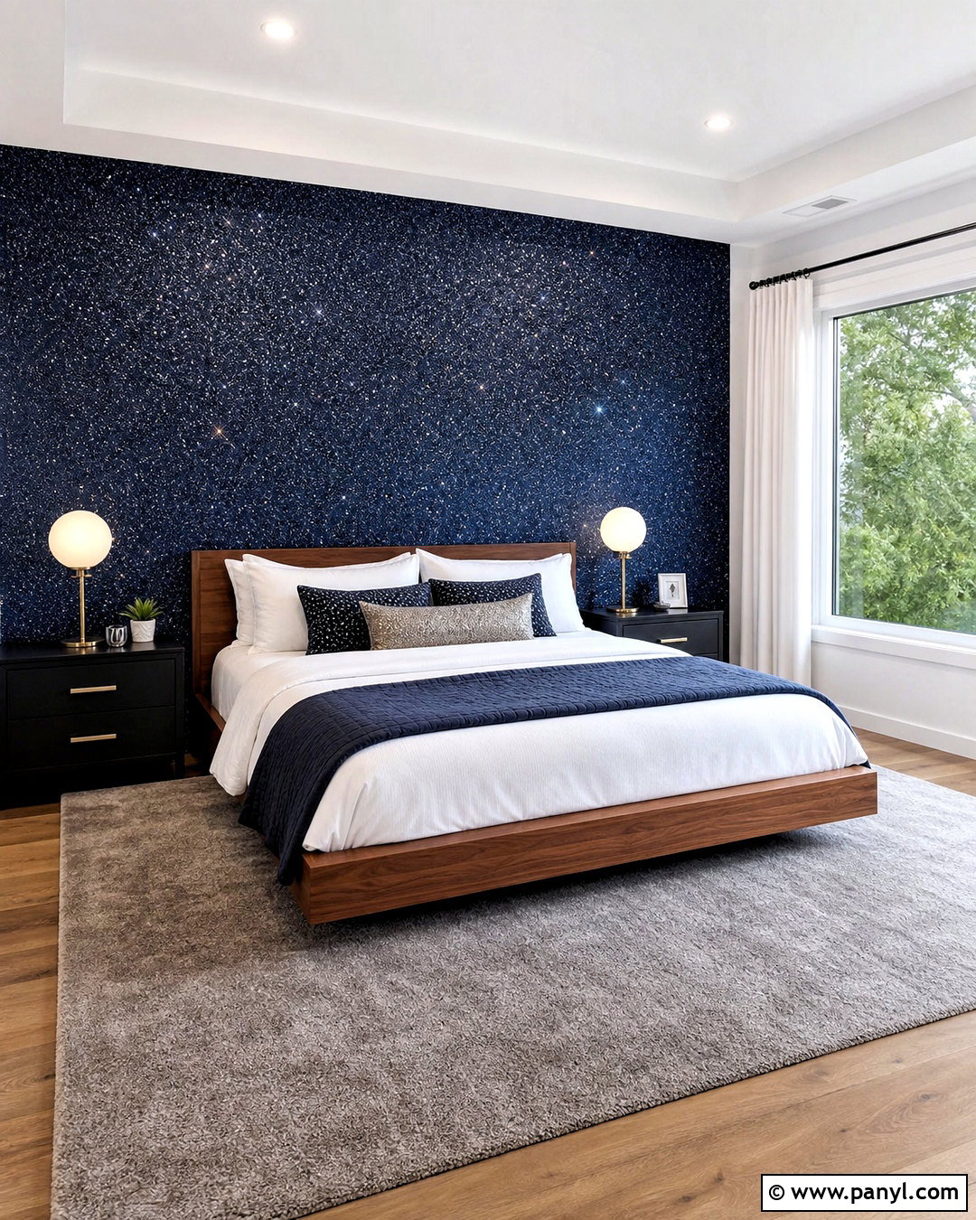 Navy Galaxy Sparkly Wall Bedroom - 20 sparkly walls